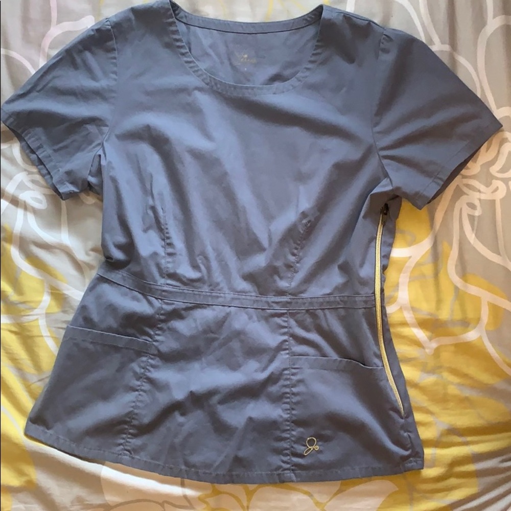 Jaanuu Peplum scrub top graphite grey small